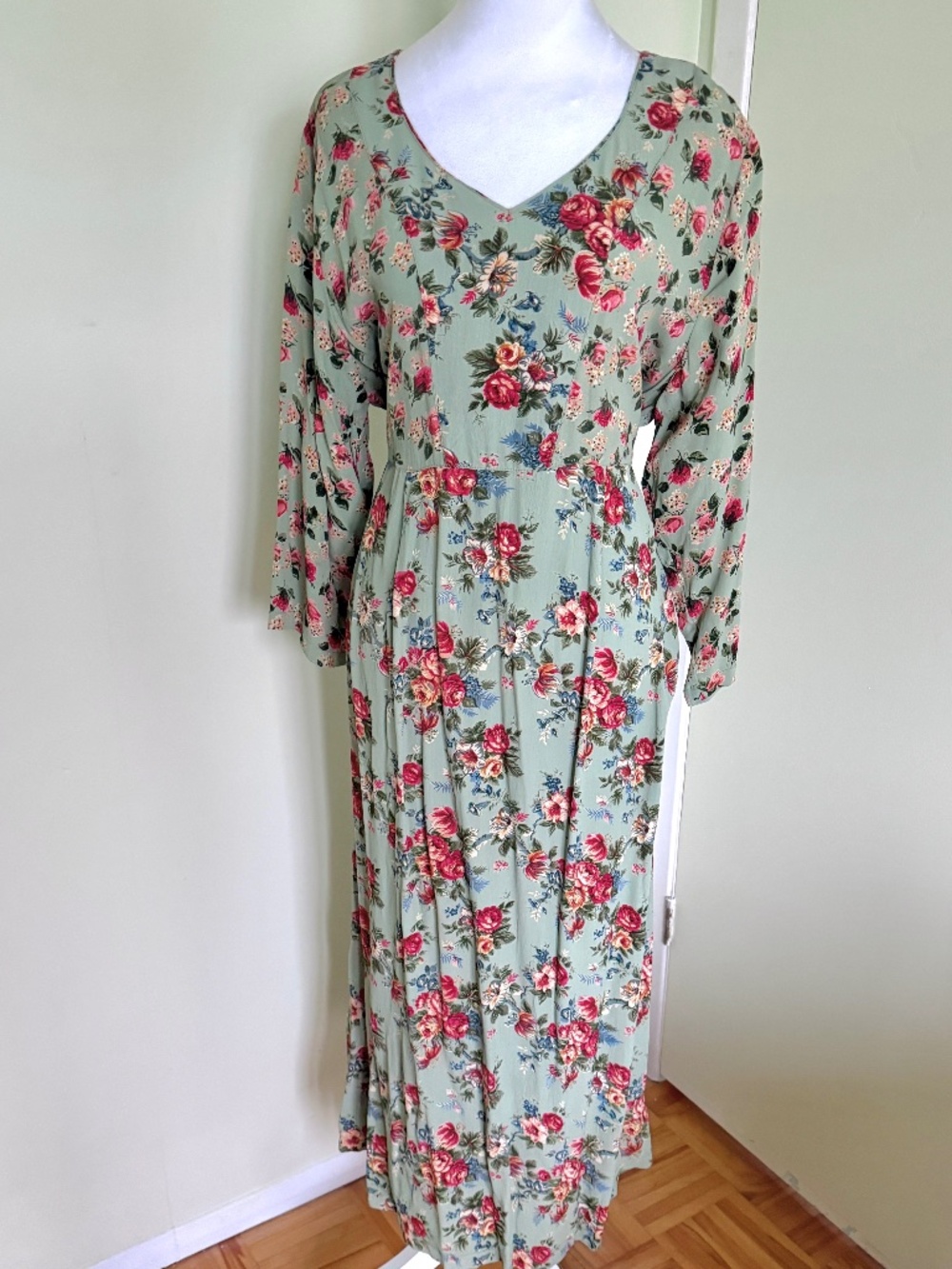 April Cornell Floral Green Dress Size L